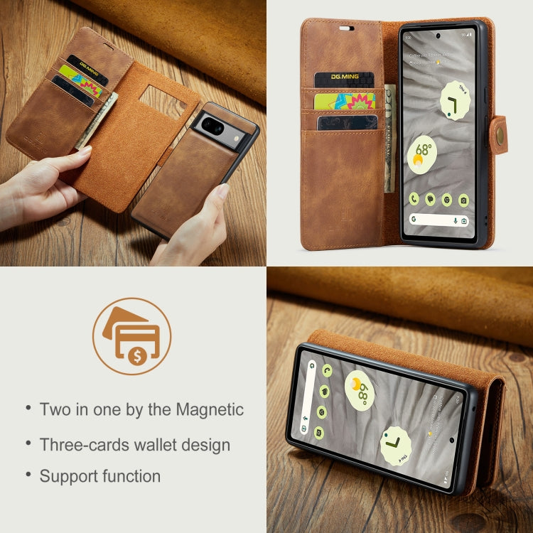 For Google Pixel 8a DG.MING Crazy Horse Texture Detachable Magnetic Leather Phone Case