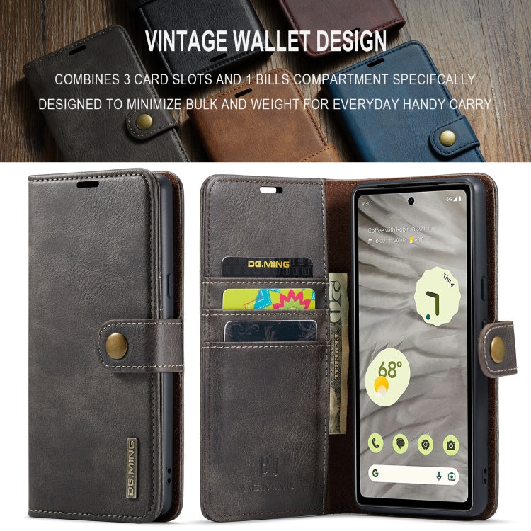 For Google Pixel 8a DG.MING Crazy Horse Texture Detachable Magnetic Leather Phone Case