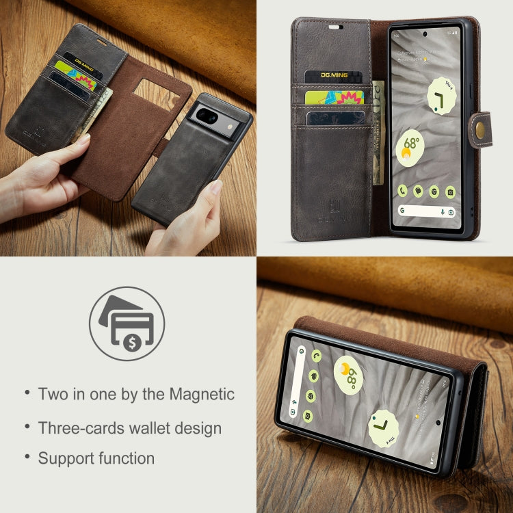 For Google Pixel 8a DG.MING Crazy Horse Texture Detachable Magnetic Leather Phone Case