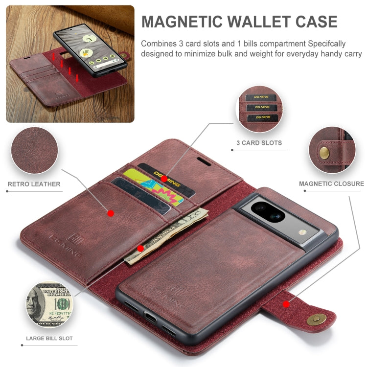 For Google Pixel 8a DG.MING Crazy Horse Texture Detachable Magnetic Leather Phone Case