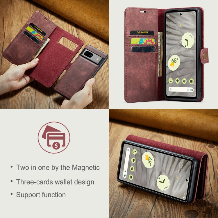 For Google Pixel 8a DG.MING Crazy Horse Texture Detachable Magnetic Leather Phone Case