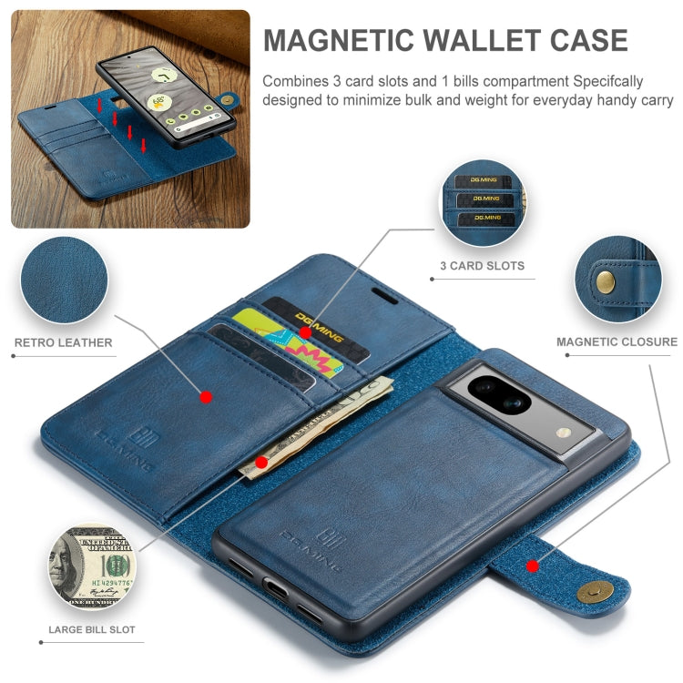 For Google Pixel 8a DG.MING Crazy Horse Texture Detachable Magnetic Leather Phone Case