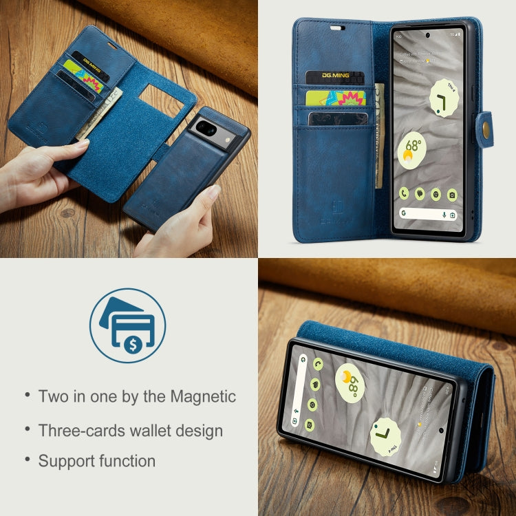 For Google Pixel 8a DG.MING Crazy Horse Texture Detachable Magnetic Leather Phone Case
