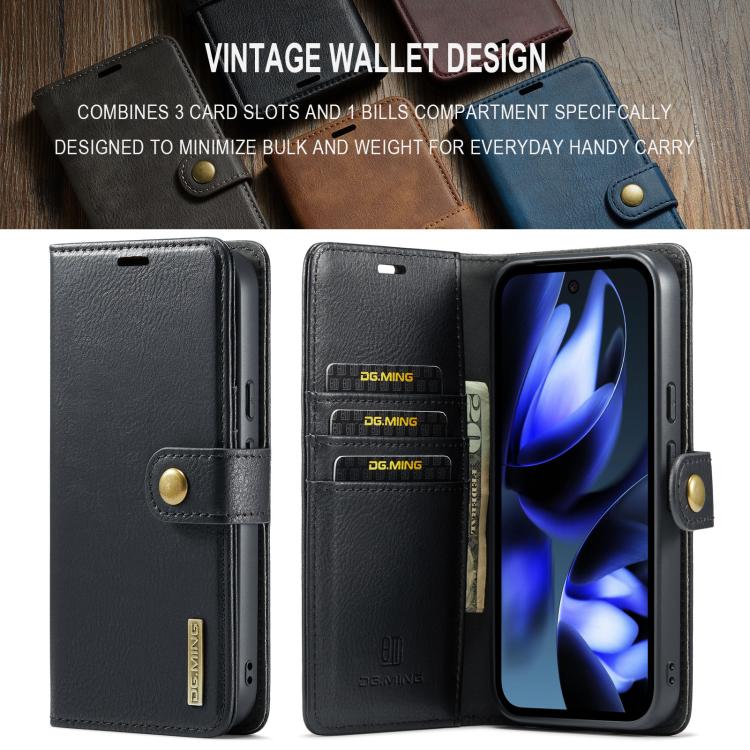 For Google Pixel 9a DG.MING Crazy Horse Texture Detachable Magnetic Leather Phone Case