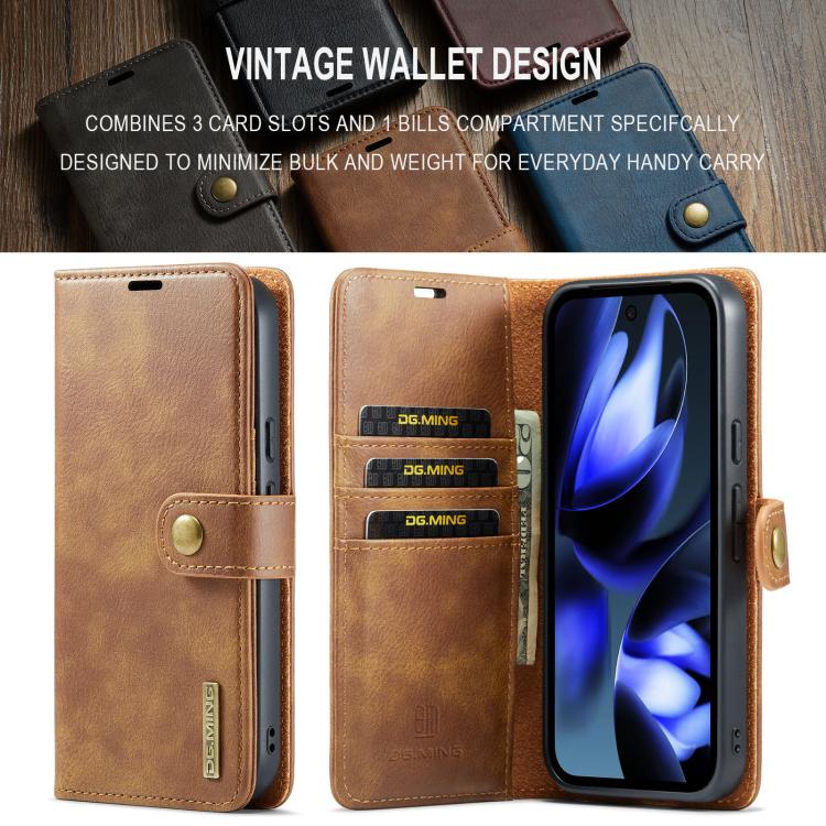 For Google Pixel 9a DG.MING Crazy Horse Texture Detachable Magnetic Leather Phone Case