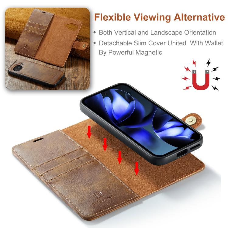 For Google Pixel 9a DG.MING Crazy Horse Texture Detachable Magnetic Leather Phone Case