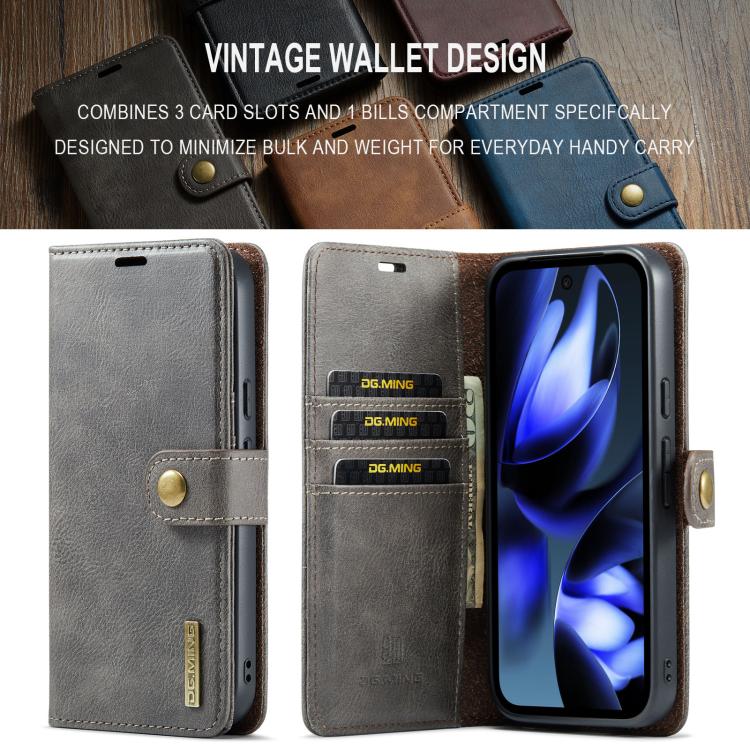 For Google Pixel 9a DG.MING Crazy Horse Texture Detachable Magnetic Leather Phone Case