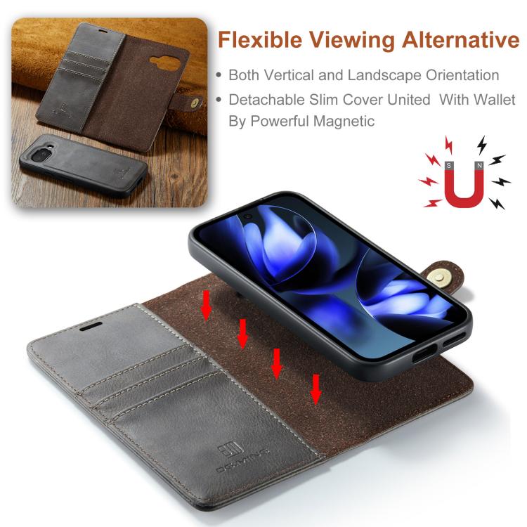 For Google Pixel 9a DG.MING Crazy Horse Texture Detachable Magnetic Leather Phone Case