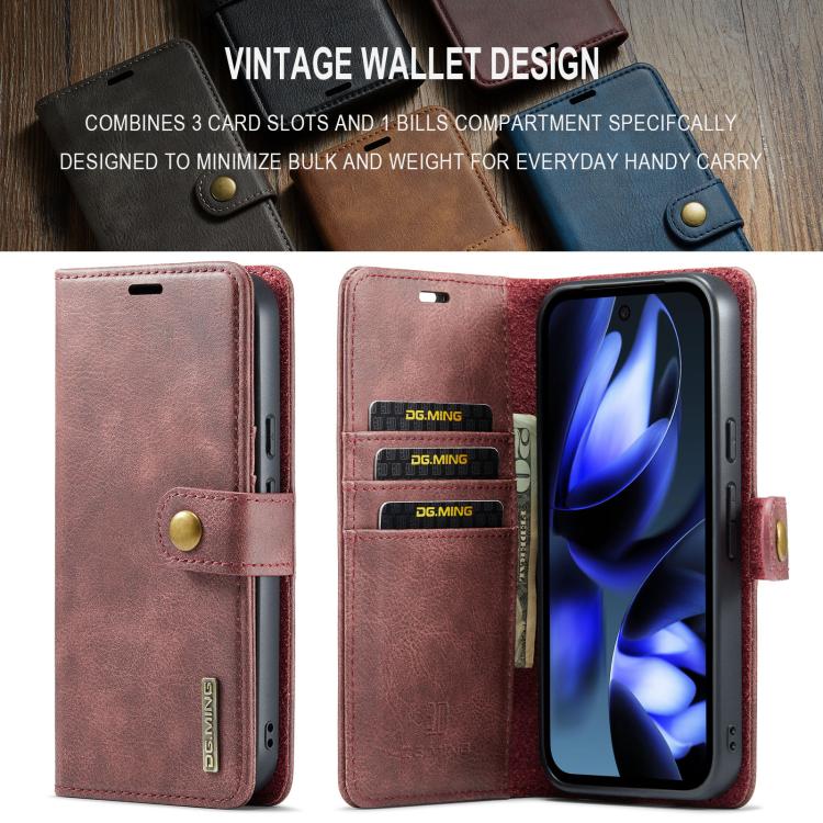 For Google Pixel 9a DG.MING Crazy Horse Texture Detachable Magnetic Leather Phone Case