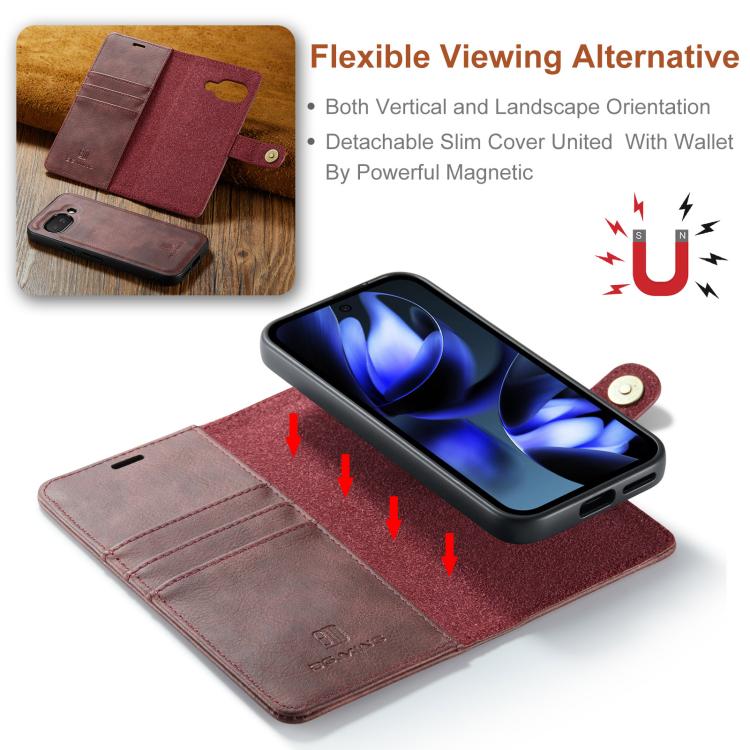 For Google Pixel 9a DG.MING Crazy Horse Texture Detachable Magnetic Leather Phone Case
