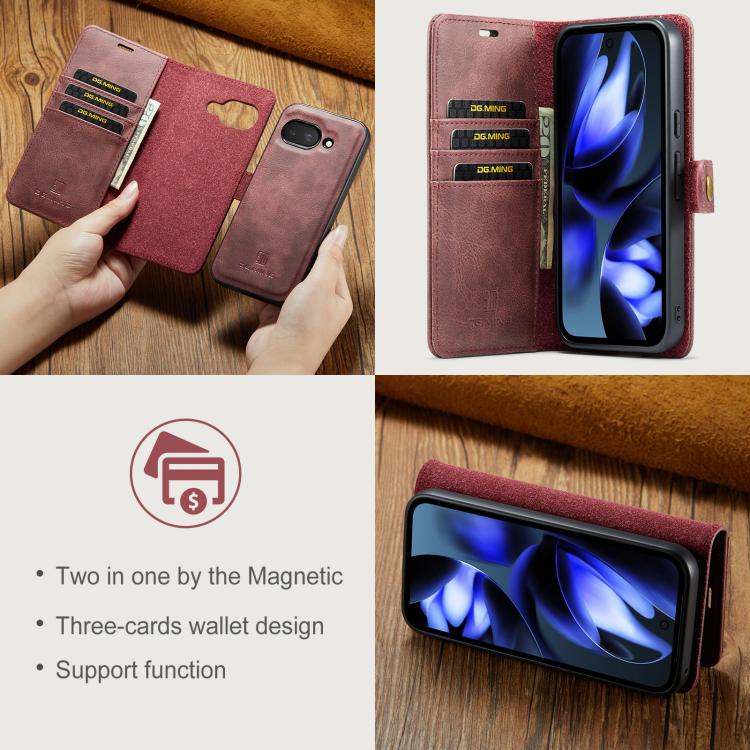 For Google Pixel 9a DG.MING Crazy Horse Texture Detachable Magnetic Leather Phone Case