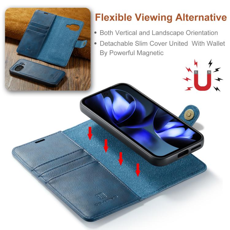 For Google Pixel 9a DG.MING Crazy Horse Texture Detachable Magnetic Leather Phone Case