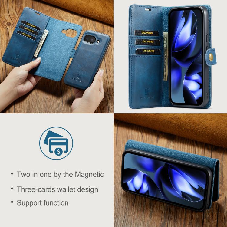 For Google Pixel 9a DG.MING Crazy Horse Texture Detachable Magnetic Leather Phone Case