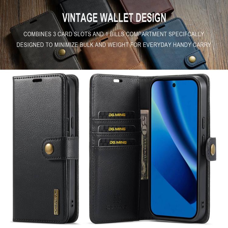 For Google Pixel 10a DG.MING Crazy Horse Texture Detachable Magnetic Leather Phone Case