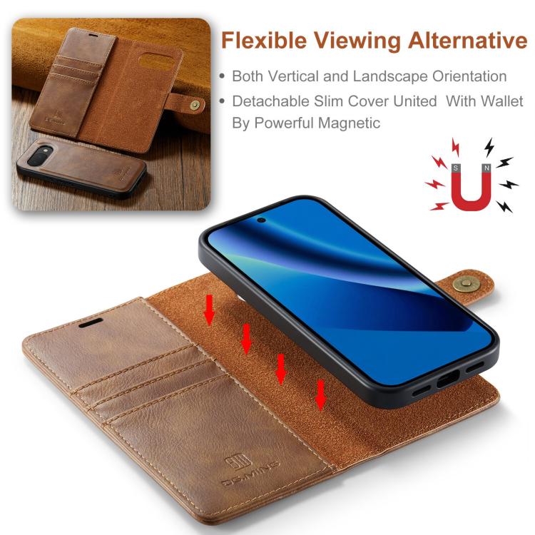 For Google Pixel 10a DG.MING Crazy Horse Texture Detachable Magnetic Leather Phone Case