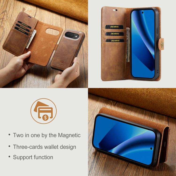 For Google Pixel 10a DG.MING Crazy Horse Texture Detachable Magnetic Leather Phone Case