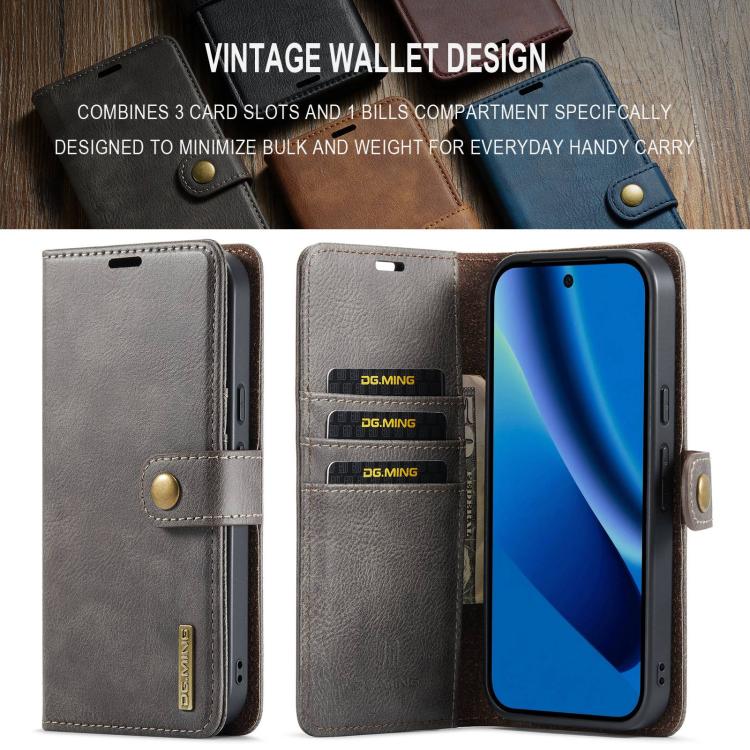 For Google Pixel 10a DG.MING Crazy Horse Texture Detachable Magnetic Leather Phone Case