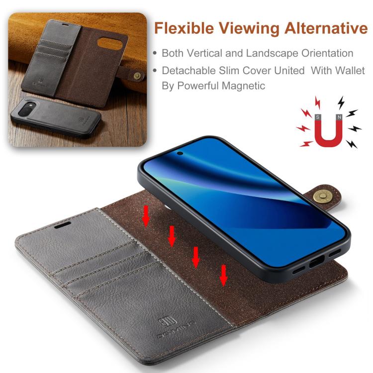 For Google Pixel 10a DG.MING Crazy Horse Texture Detachable Magnetic Leather Phone Case