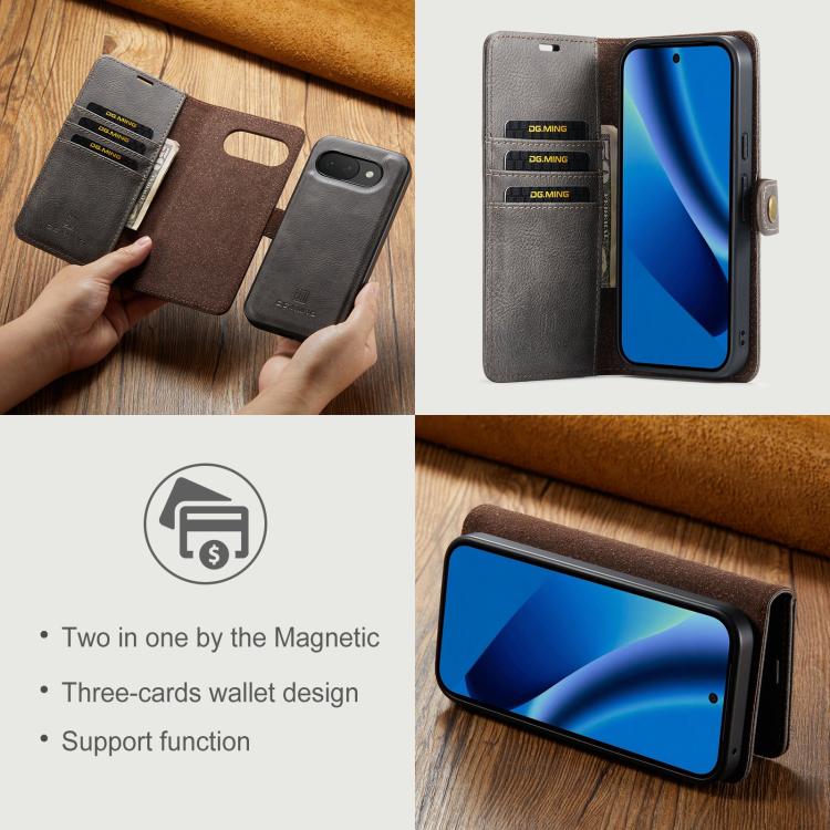 For Google Pixel 10a DG.MING Crazy Horse Texture Detachable Magnetic Leather Phone Case