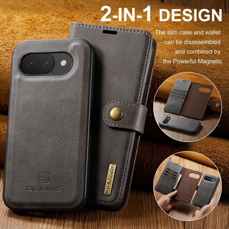 For Google Pixel 10a DG.MING Crazy Horse Texture Detachable Magnetic Leather Phone Case