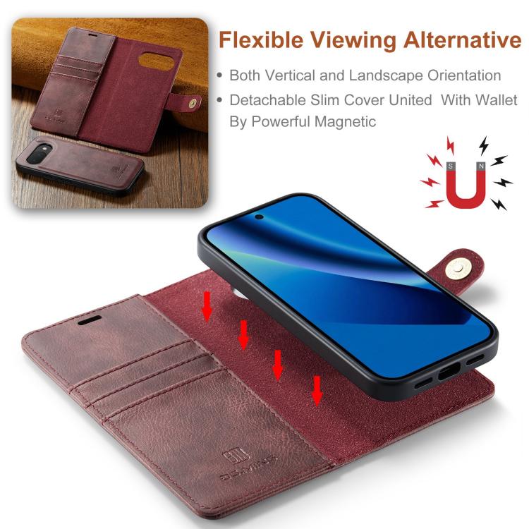 For Google Pixel 10a DG.MING Crazy Horse Texture Detachable Magnetic Leather Phone Case