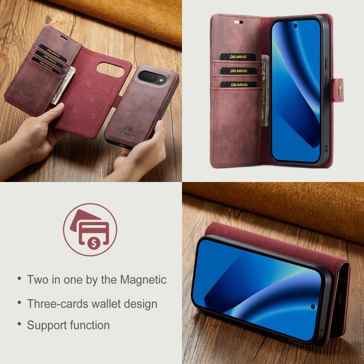 For Google Pixel 10a DG.MING Crazy Horse Texture Detachable Magnetic Leather Phone Case