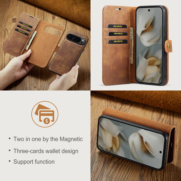 For Google Pixel 10 Pro XL DG.MING Crazy Horse Texture Detachable Magnetic Leather Phone Case