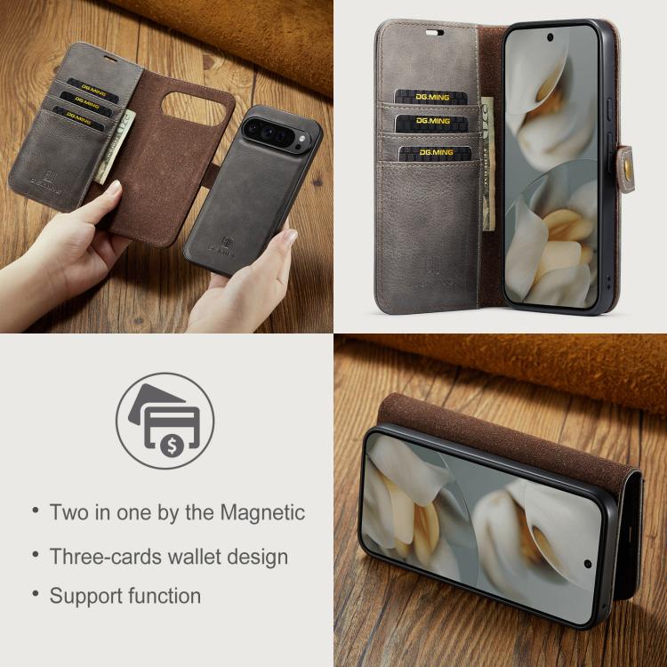 For Google Pixel 10 Pro XL DG.MING Crazy Horse Texture Detachable Magnetic Leather Phone Case