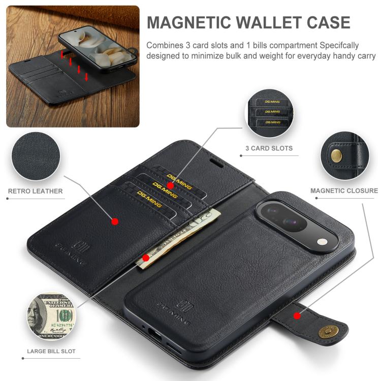 For Google Pixel 10 / 10 Pro DG.MING Crazy Horse Texture Detachable Magnetic Leather Phone Case