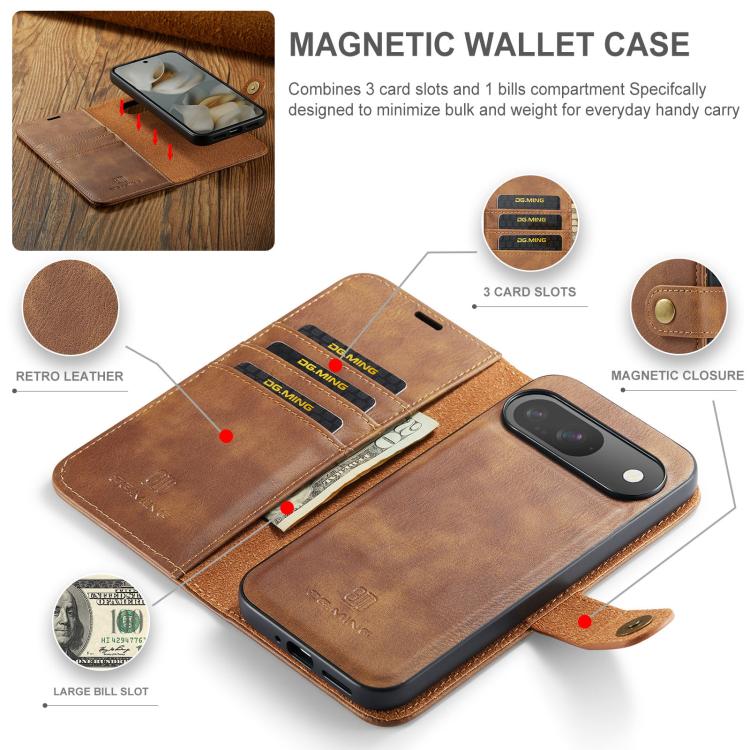 For Google Pixel 10 / 10 Pro DG.MING Crazy Horse Texture Detachable Magnetic Leather Phone Case