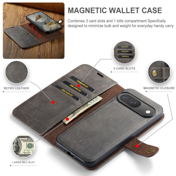 For Google Pixel 10 / 10 Pro DG.MING Crazy Horse Texture Detachable Magnetic Leather Phone Case