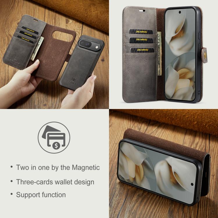 For Google Pixel 10 / 10 Pro DG.MING Crazy Horse Texture Detachable Magnetic Leather Phone Case