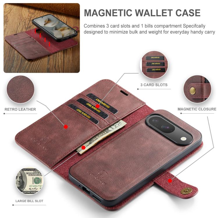 For Google Pixel 10 / 10 Pro DG.MING Crazy Horse Texture Detachable Magnetic Leather Phone Case