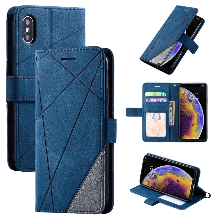 For iPhone X / XS Skin Feel Splicing Horizontal Flip Leather Case with Holder & Card Slots & Wallet & Photo Frame
