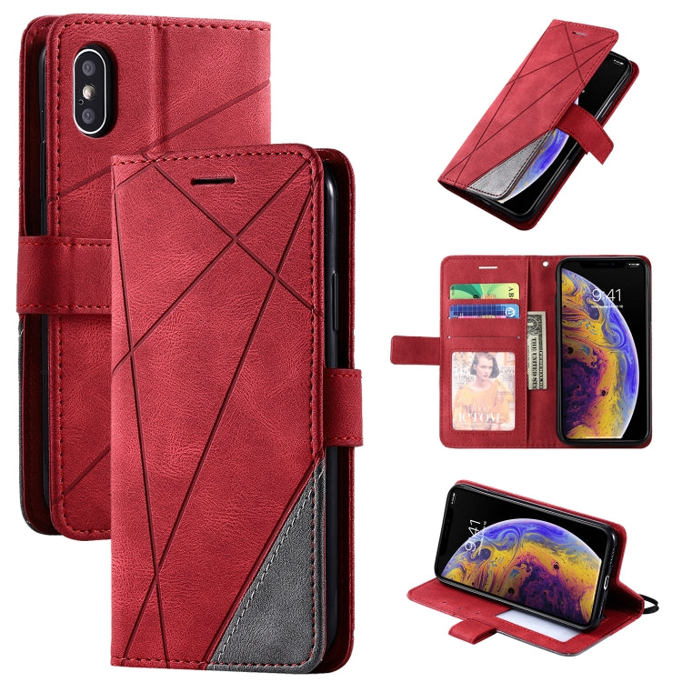 For iPhone X / XS Skin Feel Splicing Horizontal Flip Leather Case with Holder & Card Slots & Wallet & Photo Frame