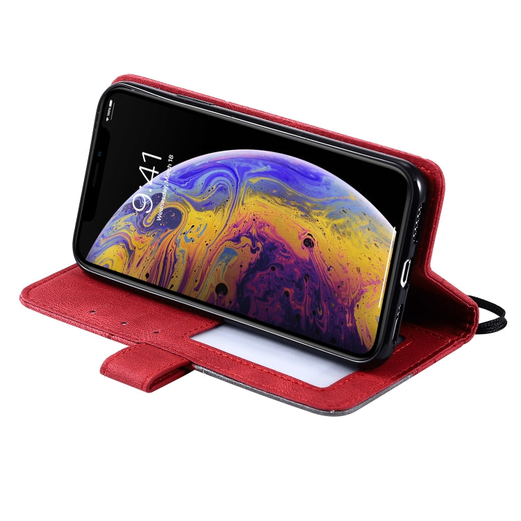 For iPhone X / XS Skin Feel Splicing Horizontal Flip Leather Case with Holder & Card Slots & Wallet & Photo Frame