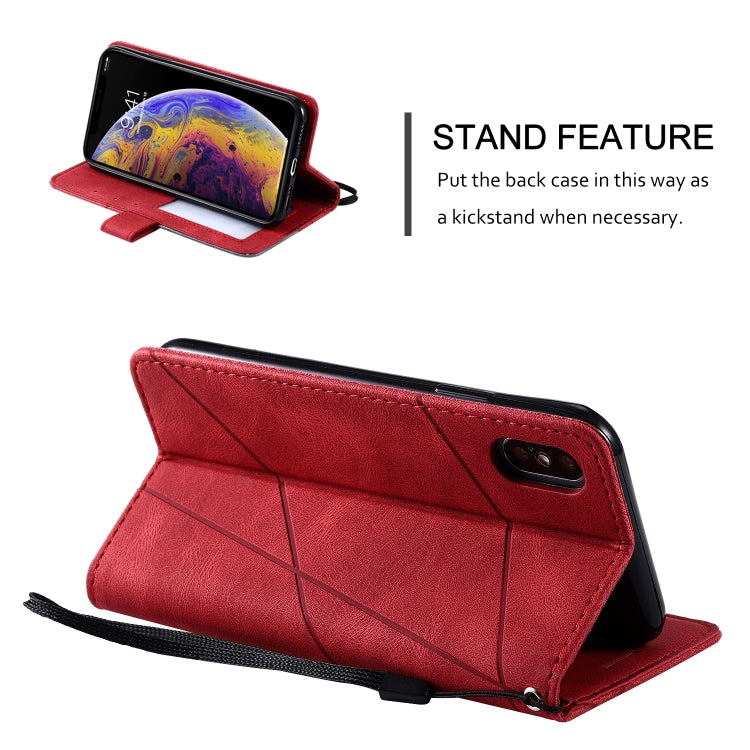 For iPhone X / XS Skin Feel Splicing Horizontal Flip Leather Case with Holder & Card Slots & Wallet & Photo Frame