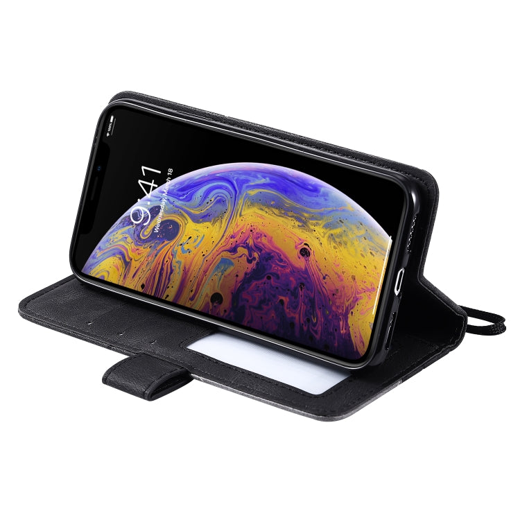 For iPhone X / XS Skin Feel Splicing Horizontal Flip Leather Case with Holder & Card Slots & Wallet & Photo Frame
