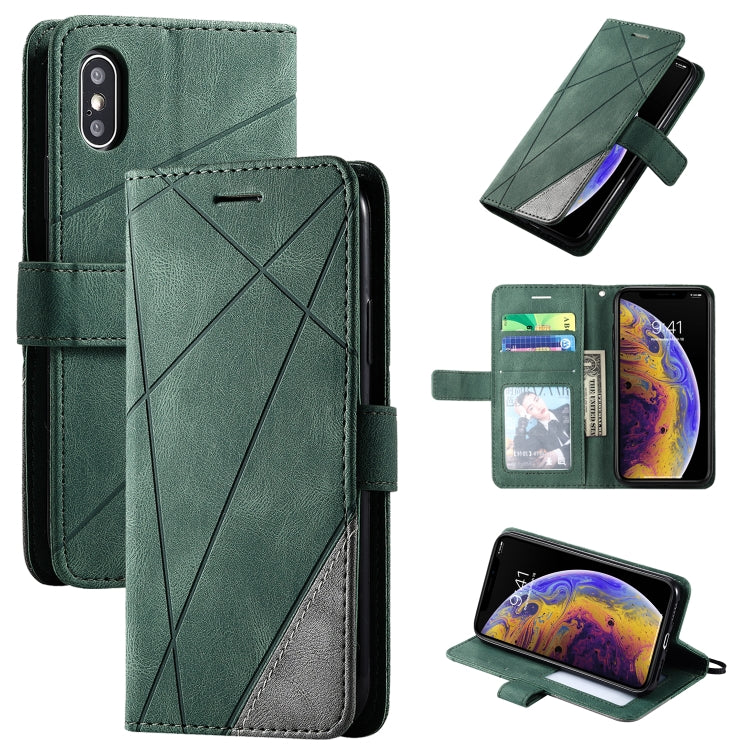 For iPhone X / XS Skin Feel Splicing Horizontal Flip Leather Case with Holder & Card Slots & Wallet & Photo Frame