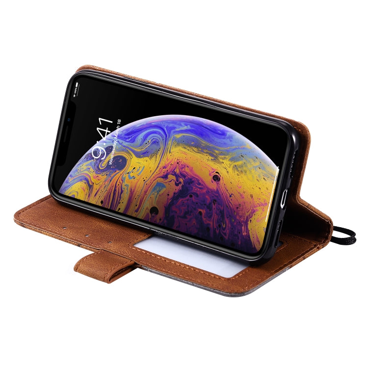 For iPhone X / XS Skin Feel Splicing Horizontal Flip Leather Case with Holder & Card Slots & Wallet & Photo Frame