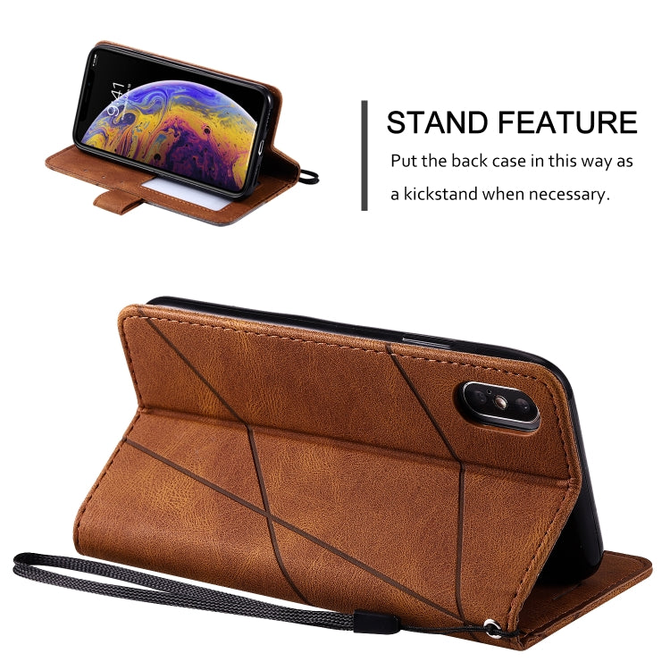 For iPhone X / XS Skin Feel Splicing Horizontal Flip Leather Case with Holder & Card Slots & Wallet & Photo Frame
