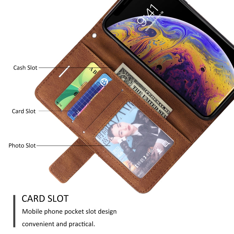 For iPhone X / XS Skin Feel Splicing Horizontal Flip Leather Case with Holder & Card Slots & Wallet & Photo Frame