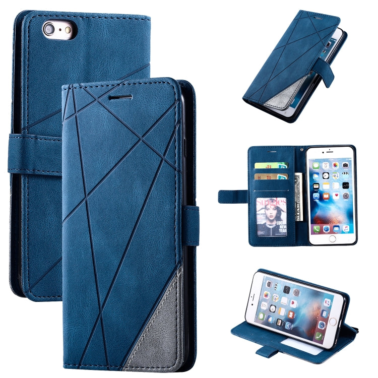 For iPhone 6 Plus Skin Feel Splicing Horizontal Flip Leather Case with Holder & Card Slots & Wallet & Photo Frame