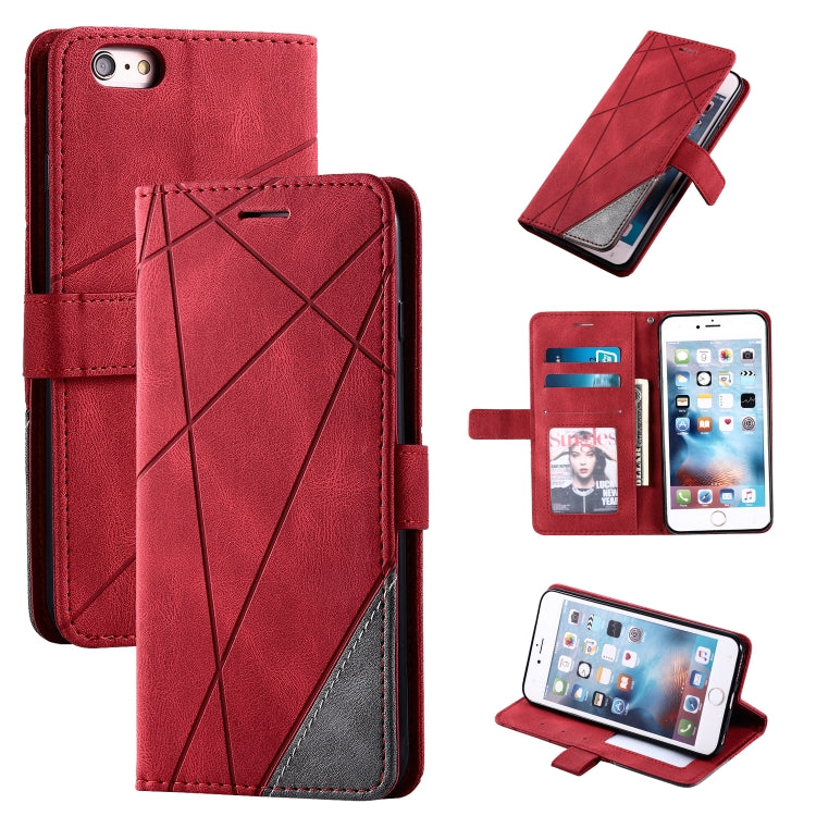 For iPhone 6 Plus Skin Feel Splicing Horizontal Flip Leather Case with Holder & Card Slots & Wallet & Photo Frame