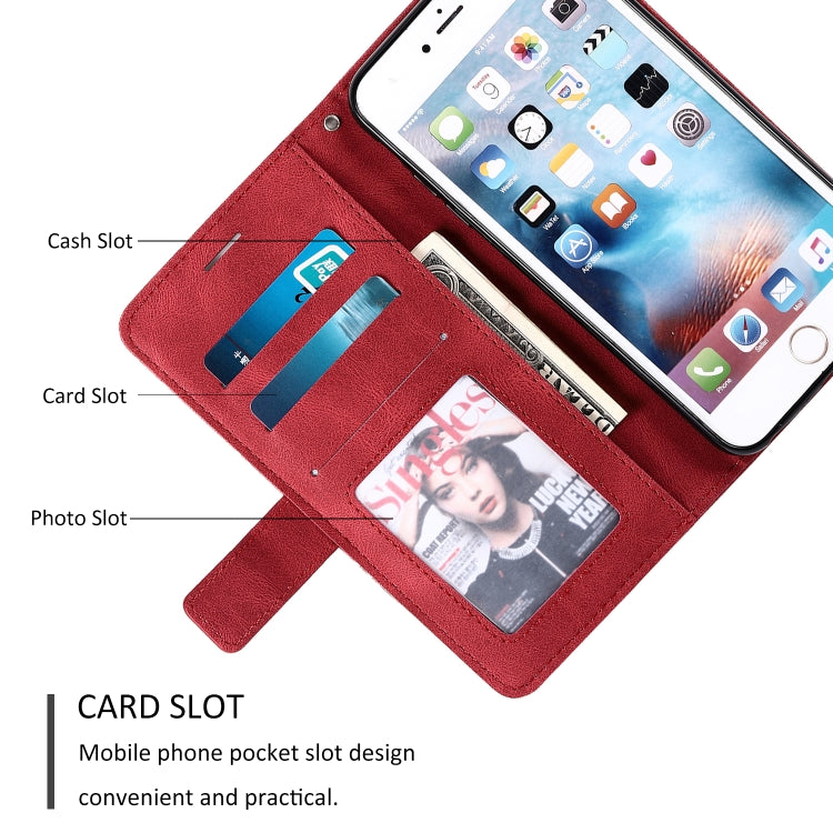 For iPhone 6 Plus Skin Feel Splicing Horizontal Flip Leather Case with Holder & Card Slots & Wallet & Photo Frame