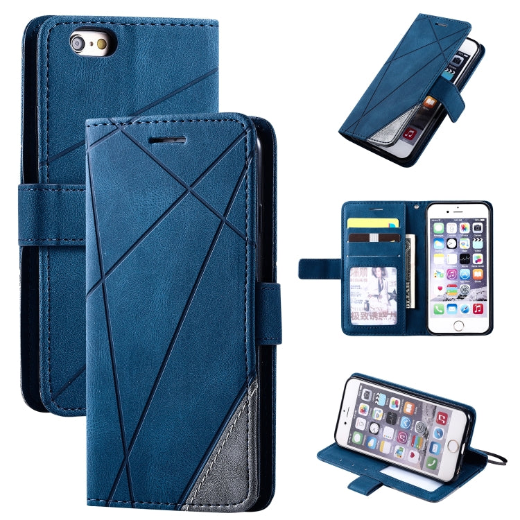 For iPhone 6 Skin Feel Splicing Horizontal Flip Leather Case with Holder & Card Slots & Wallet & Photo Frame