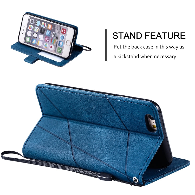 For iPhone 6 Skin Feel Splicing Horizontal Flip Leather Case with Holder & Card Slots & Wallet & Photo Frame