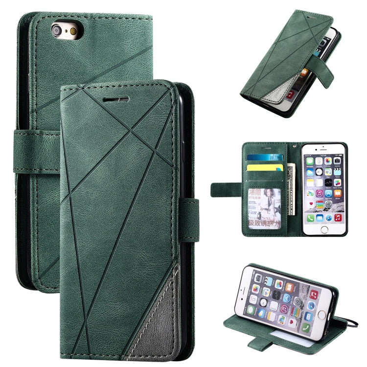 For iPhone 6 Skin Feel Splicing Horizontal Flip Leather Case with Holder & Card Slots & Wallet & Photo Frame
