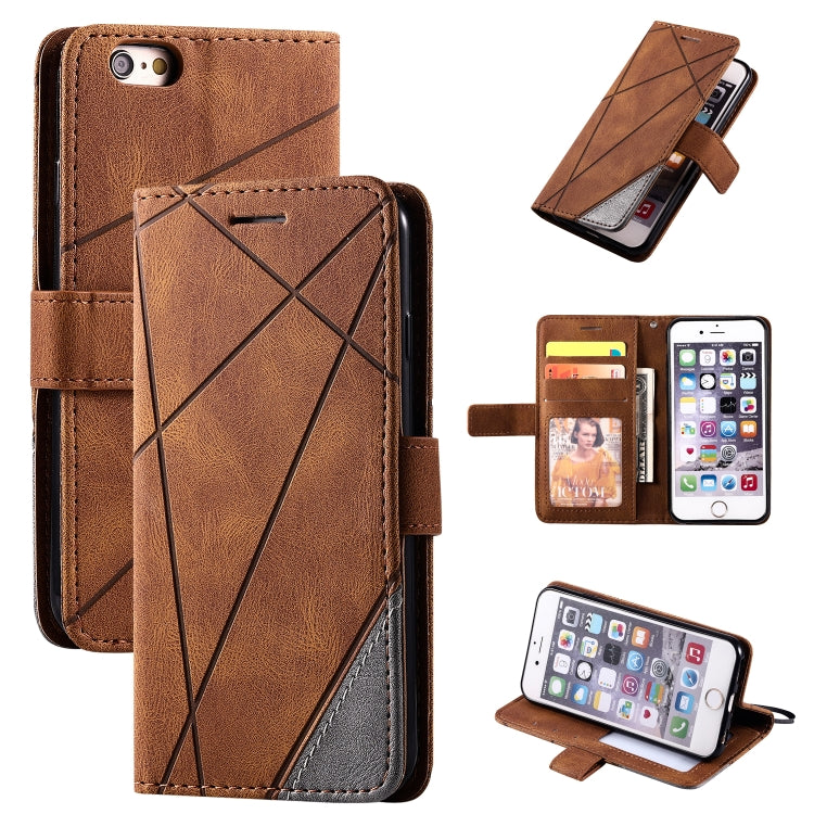For iPhone 6 Skin Feel Splicing Horizontal Flip Leather Case with Holder & Card Slots & Wallet & Photo Frame