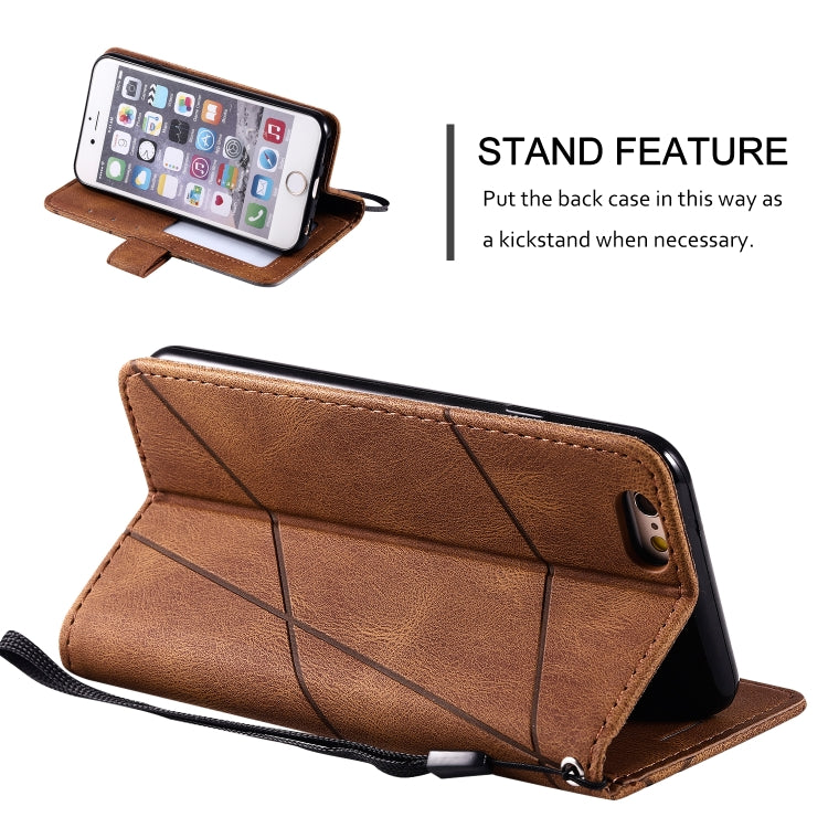 For iPhone 6 Skin Feel Splicing Horizontal Flip Leather Case with Holder & Card Slots & Wallet & Photo Frame